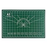 VELLUSTRA Schneidematte A3, Bastelunterlage mit Beidseitigen Rastern, 45x30cm Schneideunterlage, Schnittmatte Selbstheilend, 3 Lagig Bastelmatte Schnittfest, Schreibtischunterlage, für Nähen (Grün)