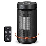 Energiesparender Heizlüfter 1500W, Leise Elektroheizung mit Thermostat, PTC-Keramikheizung, Überhitzungs- & Kippschutz, 3 Modi, 12h-Timer, 70°-Oszillation, für Zimmer/Camping/Büro