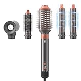 webeauty 6in1 Airstyler, Hochgeschwindigkeit Föhn Ionen mit Warmluftbürste, Rundbürste, Air Lockenstäbe, Koffer, Grau
