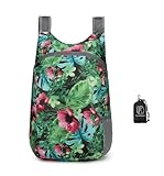 Leichter faltbarer, wasserdichter Rucksack für Männer und Frauen, Outdoor-Sport, Reisen, Freizeit, Wandern, kleiner Tagesrucksack, 20 l, Grünblume, 20l, Casual