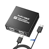 4K@60Hz HDMI Splitter 1 in 2 Out mit 4ft hdmi Kable, HDMI Audio Splitter für TV and Soundbar with Down Scaler, unterstützt 4K & 1080P Dual Monitors, 2K@144Hz Dobly Vision/Atmos kein ARC