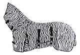 Marengos - Zebra Fliegendecke mit Halsteil & Bauchlatz – robuste & atmungsaktive Ekzemerdecke – Schutz vor Insekten – reißfeste Fliegendecke – Outdoor-Pferdedecke – 135cm