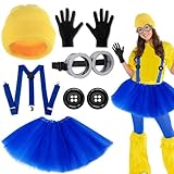 6 Stück Minion Kostüm Zubehör,Gelbes Kostüm Set für Cosplay,Kostüm Cosplay for Erwachsener and Kinder,Faschingskostüm,Steampunk Brille,Schwarze Handschuhe und Gelbe Beanie Hüte