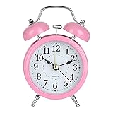 TMMLIJIPL Kinderwecker, 7,6 cm, Doppelglockenwecker, Metall, e mit Hintergrundbeleuchtung, Nachtlicht, Schreibtisch-Tischuhr für Zuhause, Büro, Schlafzimmer, Nachttisch, Schreibtisch (Farbe: 4) (2)