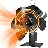 Jumoking Ofenventilator Kamin Ventilator Kaminventilator mit 6 Blättern Kaminbesteck Lüfter für Kaminofen Holzofen Pelletofen ohne strom Leiser Bet (MittelgroBe)