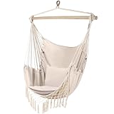 Gardlov Hängesessel Outdoor 97 x 130 cm Beige bis 120 kg - Schaukelsessel Outdoor und Innen - Hängeschaukel Perfekt für Haus, Garten oder Balkon 23670