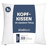 Blumtal Kopfkissen 80x80 cm - Nackenkissen mit anpassbarer Füllung - 100% Mikrofaser & waschbar bis 95 Grad - höhenverstellbares Kissen