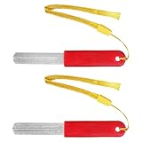 Doppelseitiger Sharpener Fischhakenschärfer,Hakenschärfer Angeln mit Umhängeband und Rot Griff,Praktisches Tragbares Schleifstein,Dart Schärfer Angelhaken Schärfer,für Outdoor Angeln(2 Stück)