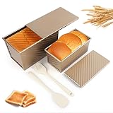 TOSAVGA 4 Stück Brotbackform, Brotbackform mit Deckel, Toastbrot Backform mit Deckel, Antihaft Toastbrot Backform, Gold Kastenform Brot, Toast Brot Backformen Backen von zum Gebäck Laibe Kuchen