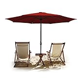 Tubiaz Sonnenschirm 350cm Groß Gartenschirm Wasserabweisende Ampelschirm ohne Ständer,Parasol UV-Schutz mit Handkurbel Marktschirm für Balkon,Garten,Terrasse,Rot