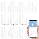 WiFi Türsensor, 10 Stück Wireless Türfenstersensor, Intelligenter Fensterkontaktsensor, Drahtloser Fenstertürsensor Alarm für Heimsicherheit und Smart-Home-Automatisierung, Kein Hub Erforderlich