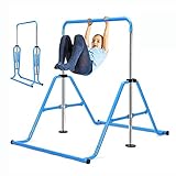 JKSVTF Gymnastikstange für Kinder, Grifftraining, Fitnessstudio, Trainingsstange für Zuhause, zusammenklappbar, höhenverstellbar, erweiterbarer Schwebebalken, für drinnen und draußen, Blau