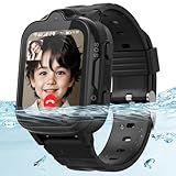 AstraMinds 4G Kinder Smartwatch Telefon mit GPS Tracker, IP67 wasserdichte Anrufen Kinderuhr Telefonieren Mit WiFi, Videoanruf, SOS, Wecker, Kinderuhr Mädchen Junge 3–12 Jahren, Schwarz