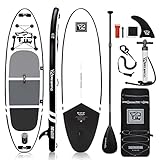 TIGERXBANG Aufblasbare SUP Boards Stand Up Paddleboarding 305x80x15cm mit hochwertigem SUP-Zubehör, Allround-Paddle-Boards für Erwachsene/Kinder, Defender Collection Schwarz