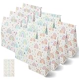 12Stks Partytüten aus Kraftpapier, 13x22x8cm Regenbogen Bonbon Tüten, Flachem Boden Geschenktüten, Farbige Geschenktüten, Lebensmitteltüten mit Aufklebern, Bunte Papiertüten für Kinder Geburtstag