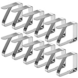 XREE Tischdeckenklammern, 12 Stück 5 x 4cm Tischtuchklammern Edelstahl Tischdeckenhalter Tischdecke Clips Tischklammern für Tisch mit max. Plattenstärke von 3cm