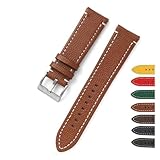 YAGHANG Doppelseitiges Leder 18mm 20mm 22mm 24mm Armband Schnellverschluss Uhrenarmband Herren Damen Gelb Rot Schwarz Uhrenzubehör(Light brown,20mm)