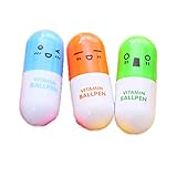 3 Stücke Kugelschreiber Cartoon Ausdruck Kapsel Pille Retractable Pen Zufällige Farbe Kreative und Nützliche