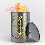 Fuchsbau Feuertonnen Feuertonne mit - Zuhause 2025 - Motiv - Gefertigt aus neuem Ölfass - Besondere Feuerstelle für Garten und Terrasse - Hohe Feuerschale mit Rostoptik - 90 x 60 cm