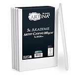 Artina FSC® Keilrahmen 5er Set Akademie 20x30 cm – Leinwand Set Maltuch aus 100% Baumwolle Leinwände 280 g/m² - Keilrahmenset Leinwand zum Bemalen für Acryl-, Aquarell-, Ölfarbe UVM