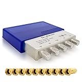 SkyRevolt DiSEqC Schalter 4/1 SAT Umschalter mit Wetterschutzgehäuse Satellitenweiche SAT TV Switch Verteiler Splitter Satelliten-Zubehör 10x F-Stecker