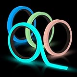 Reastar 4 Rollen Fluoreszierendes Klebeband, Neon Klebeband Wasserdicht, Leuchtband 10mm * 5m, Leuchtendes Band Selbstklebend, Markierungsband Warnband Phosphorband für Treppen Wänden Bühnenbedarf