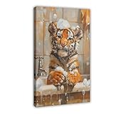 QIOTBVV Tiger-Leinwand-Poster, Schlafzimmerdekoration, Landschaft, Büro, Raumdekoration, Geschenk, 20 x 30 cm