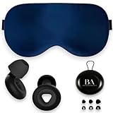 Bodysleep Confort Plus | Set Nachtmaske aus hypoallergener Seide für die Augen und Ohrstöpsel aus Silikon zum Schlafen | bequem, weich, atmungsaktiv, verstellbar – ideal für Schlaf Nacht & Reise