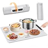 Lnopever Elektrische Warmhalteplatte für Speisen,Faltbare Speisenwärmer mit Mit 3 Einstellbarer Temperatur,30-110℃ Speisenwärmer Elektrisch Wärmeplatte Essen Faltbare Silikon Warmhaltetablett