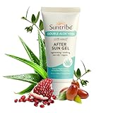 Bio-Aftersun Gel Doppel Aloe Vera / 100 ml - 100% Natürlich & Vegan - Feuchtigkeitsspendendes Hyaluron + Antioxidativer Granatapfelextract - Parfümfrei