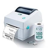 HotLabel Thermoetikettendrucker 4x6 Thermodrucker Versandetiketten Drucker Desktop Etikettendrucker Home Business Label Printer für DHL FedEx, Amazon, Ebay, Shopify Windows Mac