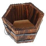 Abaodam Blumentopf aus Massivholz Kleine Blumenkübel Dekorative Pflanzgefäße Outdoor-Pflanzer Nachhaltige Blumenkästen Holzblumentopf Pflanzkübel aus Holz Pflanzgefäße in Fässern Coffee