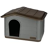 Kerbl Katzenhaus Paola Eco (Katzenhütte UV- und wetterbeständig, Katzenhöhle Indoor und Outdoor, Haustierhaus, 60 x 51 x 41 cm, graugrün/braun) 81341