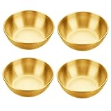 Besttoolifes 4 Stück Dip-Schalen aus Edelstahl, kleine Soßenschalen, Mini-Gewürzschale, Servierbecher für Snacks, Sushi, Vorspeisen, Obst (Gold)