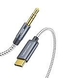 CableCreation USB C zu 3.5mm Audio Aux Kabel (6FT/1.8M), Typ C zu Aux Stecker Kopfhörer Auto 1/8 Stereo Aux Kabel für iPhone 15 Pro Max/15 Pro, Galaxy S23 Ultra iPad Pro Air Pixel 7, Grau