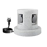 Garten Steckdosensäule Granit-Optik mit 4-Fach Steckdosen und 1m Gummikabel, IP44, Kunststoff, max.3600 Watt,Außensteckdose Garten Stein