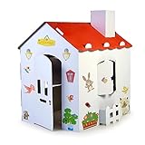 FEBER - Carton House, großes Spielhaus aus Karton für Kinder, zum Bemalen, Ausmalen und Spielen, mit lustigen Aufklebern, Ökohaus, für Jungen und Mädchen ab 3 Jahren, Famosa (FEB06000)