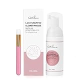 Natuhana Wimpern Shampoo Clean Mousse für Wimpernverlängerung, Wimpernreiniger, 60ML, Wimpernwasche für Verlängerung, Wimpernreiniger Mousse Wimpernschaum Reiniger (Originalgeschmack)