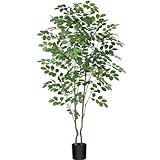 Kazeila Künstlicher Moringa Pflanze 120cm Kunstpflanze mit Töpfen,Plastikpflanzen Kunstbaum Artificial Plants für Wohnzimmer Schlafzimmer Büro Zimmer Deko(1Pack)