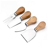 XGzhsa Käsemesser Set, Mini-Käsemesser, 4 Stück Edelstahl-Küchenkäse-Werkzeuge Mini-Käsemesser mit Holzgriff für Kuchen-Dessert-Käsesalat