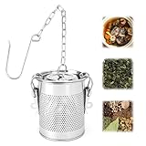 QWORK® Edelstahl Gewürzsieb, Vielseitiges Teefilter Sieb mit Tragekette und Haken, Gewürzfilter, für Küche und Restaurant