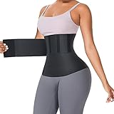 FeelinGirl Wrap Waist Trainer Snatch Bandage Invisible Verstellbarer Korsett Bauchwickelgürtel Taillenformer Unterbrust Sport Schwarz Einheitsgröße