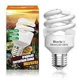 GlowUp 9W UVB 10.0 reptilien uvb lampe terrarium E27 uvb lampe AC220-240V uva uvb lampe terrarium abstrahlwinkel 360° leuchtstofflampe für aquarium, futterautomat, schildkröte, eidechse, etc (1Pcs)