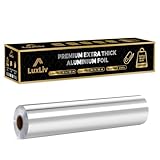 LuxLiv ® 50 m Alufolie - Hochwertige, robuste 20 Mikron dicke Folie, 30 cm breite Küchenfolie für Catering, Lebensmittelverpackung, Backen & Grillen, langlebige Aluminiumfolie.