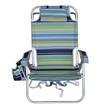 GWFBLID Campingstuhl Faltbar Strandstuhl Klappbar mit Getränkehalter 4 Position Rucksack Klappstuhl klappbarer Angelstuhl Stuhl Sessel mit Kühltasche Gartenstuhl für den Strand Hochlehner bis 160kg