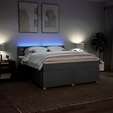 IKAYAA Boxspringbett 180 x 200 cm - Bett mit LED Beleuchtung, Topper & Federkern Matratze - Polsterbett 180 x 200 cm mit Matratze - Bett mit Matratze und Lattenrost Hellgrau