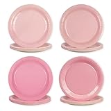 EVYIENEN 48 Stück Rosa Farbverlauf Pappteller, Partyteller Partyset Süße Party, 4 Designs Für Zum Weihnachten Geburtstag Hochzeiten Jubiläums