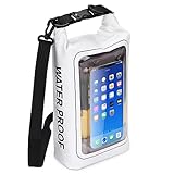 SWOURT Strand Telefon Tasche wasserdicht 2L, trockene Taschen für Kajak wasserdicht-w/Telefon Fall/Tasche Große wasserdichte Telefon Tasche Camping Zubehör Camping Essentials (weiß 2L)