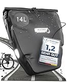 Büchel 14L Fahrradtaschen für Gepäckträger 100% Wasserdicht inkl. Schultergurt & Tragegriff, Fahrradtasche mit Reflektoren & Einrastfunktion - für Arbeit & Freizeit | Gepäckträgertasche Schwarz