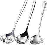 Soßenlöffel Set, 3-teilig aus Edelstahl, kleine Soßenkelle und Suppenlöffel, ideal für Soßen, Suppen und Bowlen, spülmaschinengeeignet